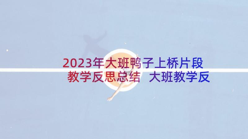 2023年大班鸭子上桥片段教学反思总结 大班教学反思(通用9篇)