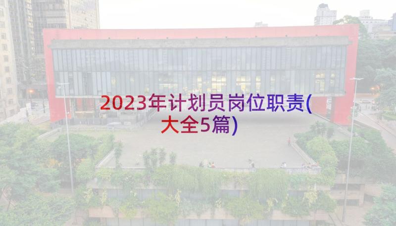 2023年计划员岗位职责(大全5篇)