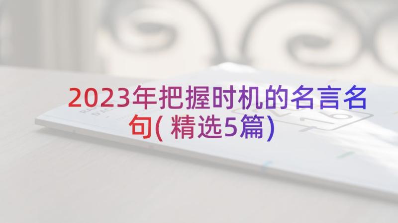 2023年把握时机的名言名句(精选5篇)