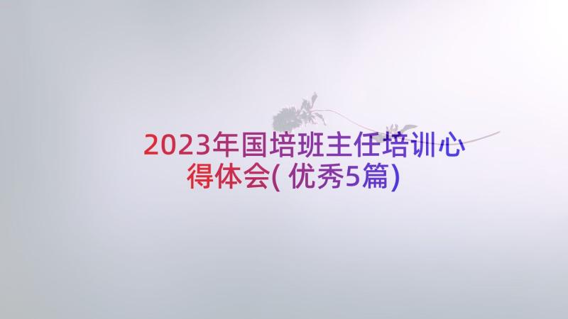 2023年国培班主任培训心得体会(优秀5篇)