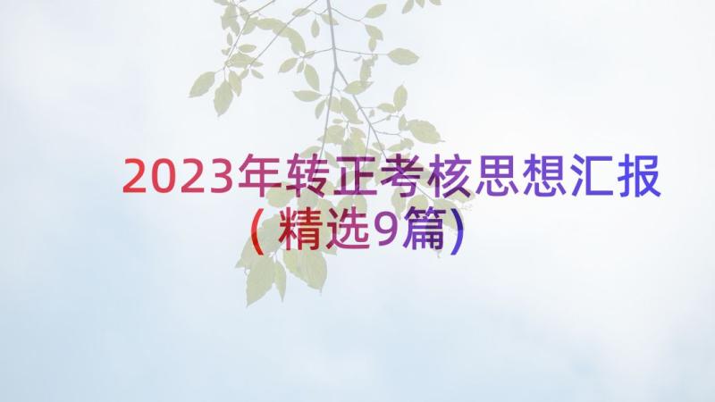 2023年转正考核思想汇报(精选9篇)