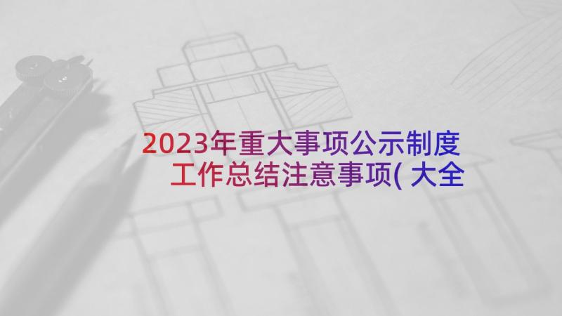 2023年重大事项公示制度 工作总结注意事项(大全8篇)