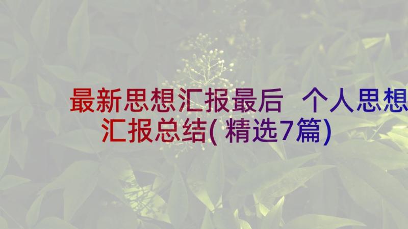 最新思想汇报最后 个人思想汇报总结(精选7篇)