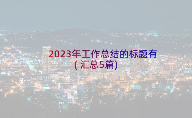 2023年工作总结的标题有(汇总5篇)