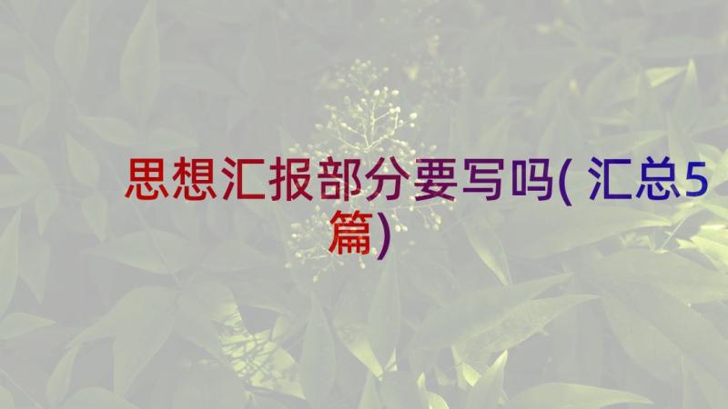 思想汇报部分要写吗(汇总5篇)