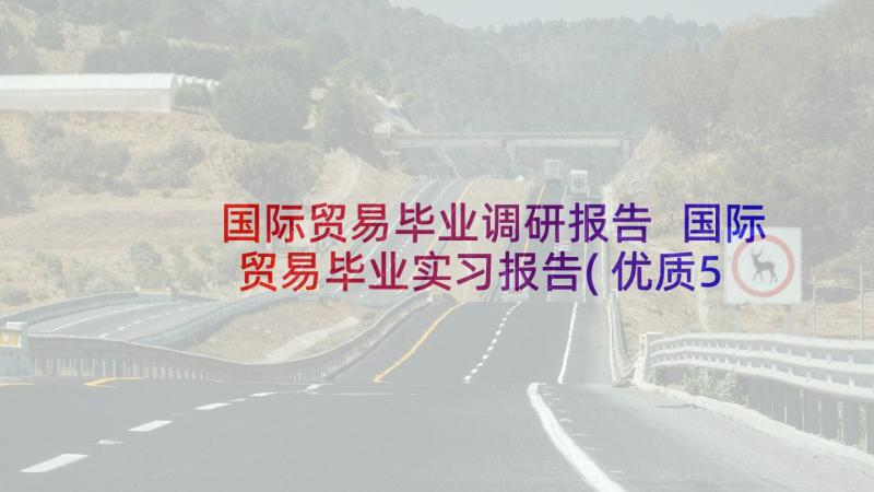 国际贸易毕业调研报告 国际贸易毕业实习报告(优质5篇)