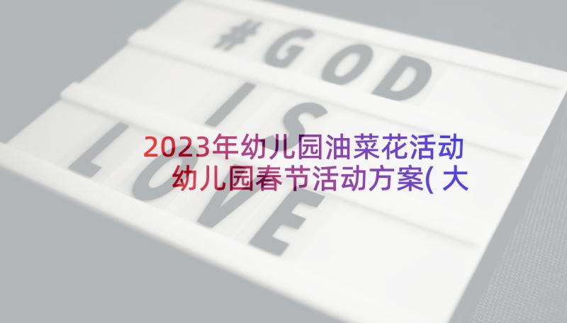 2023年幼儿园油菜花活动 幼儿园春节活动方案(大全8篇)