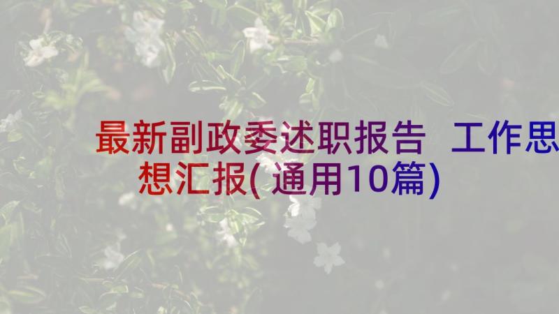 最新副政委述职报告 工作思想汇报(通用10篇)