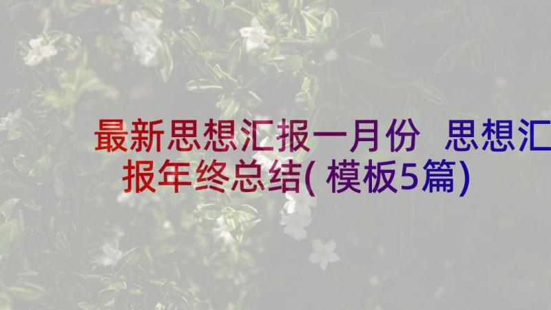 最新思想汇报一月份 思想汇报年终总结(模板5篇)