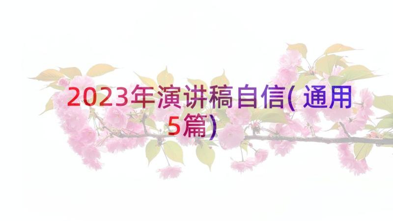 2023年演讲稿自信(通用5篇)