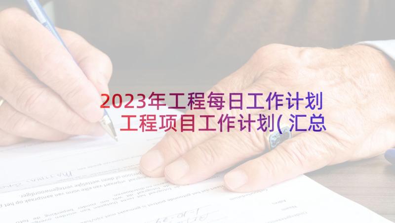 2023年工程每日工作计划 工程项目工作计划(汇总5篇)