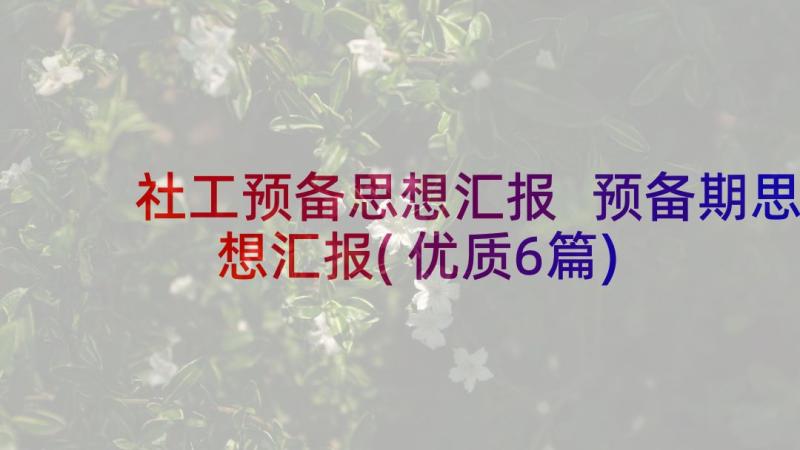 社工预备思想汇报 预备期思想汇报(优质6篇)