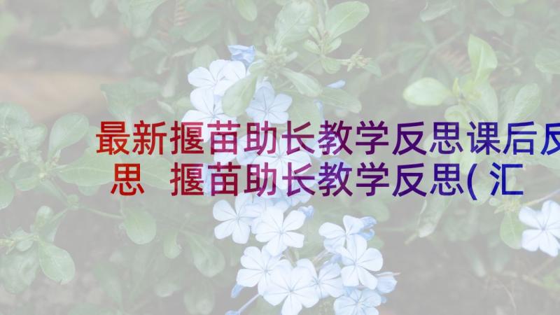 最新揠苗助长教学反思课后反思 揠苗助长教学反思(汇总8篇)