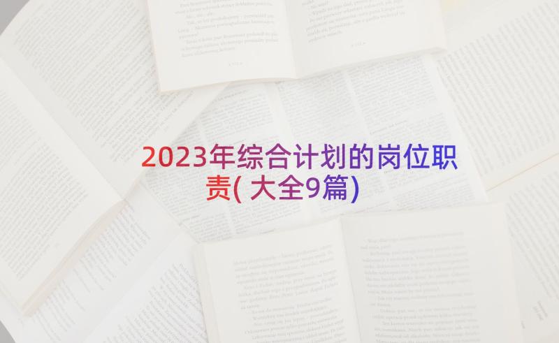 2023年综合计划的岗位职责(大全9篇)