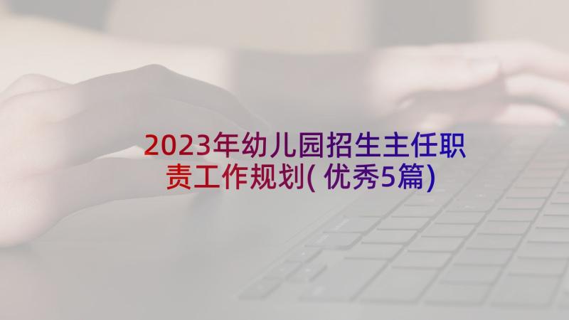 2023年幼儿园招生主任职责工作规划(优秀5篇)