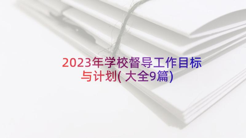 2023年学校督导工作目标与计划(大全9篇)