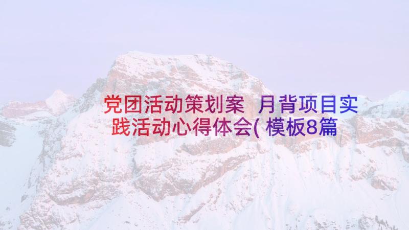 党团活动策划案 月背项目实践活动心得体会(模板8篇)