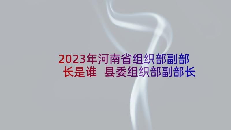 2023年河南省组织部副部长是谁 县委组织部副部长心得体会(模板8篇)