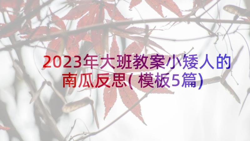 2023年大班教案小矮人的南瓜反思(模板5篇)