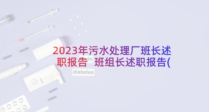 2023年污水处理厂班长述职报告 班组长述职报告(实用6篇)