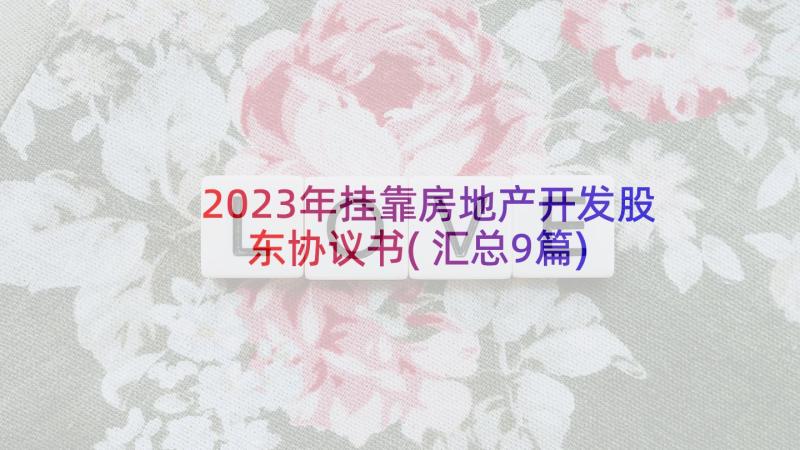 2023年挂靠房地产开发股东协议书(汇总9篇)