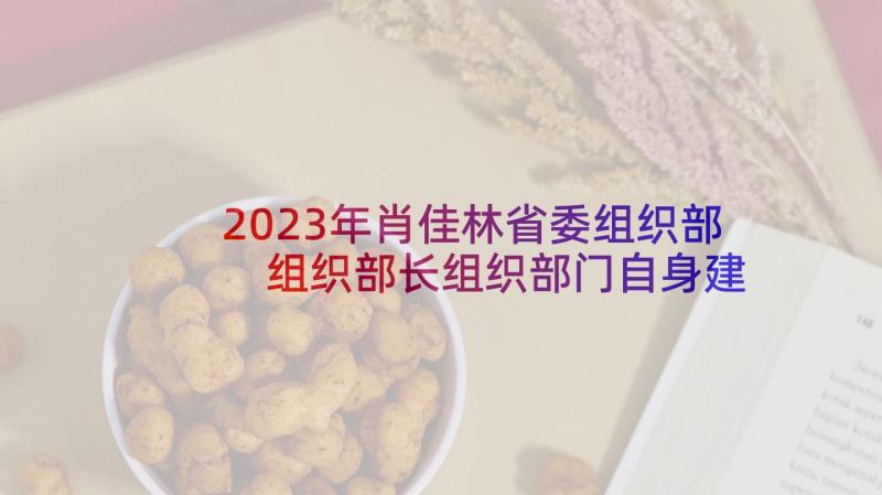 2023年肖佳林省委组织部 组织部长组织部门自身建设讲话(精选5篇)
