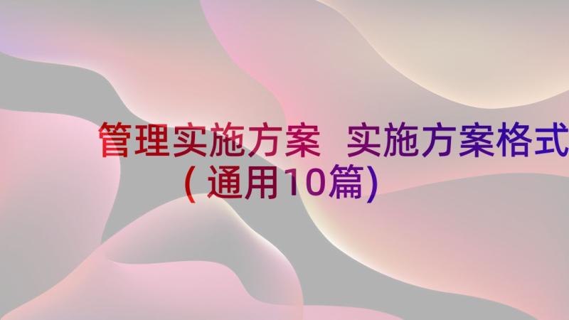 管理实施方案 实施方案格式(通用10篇)