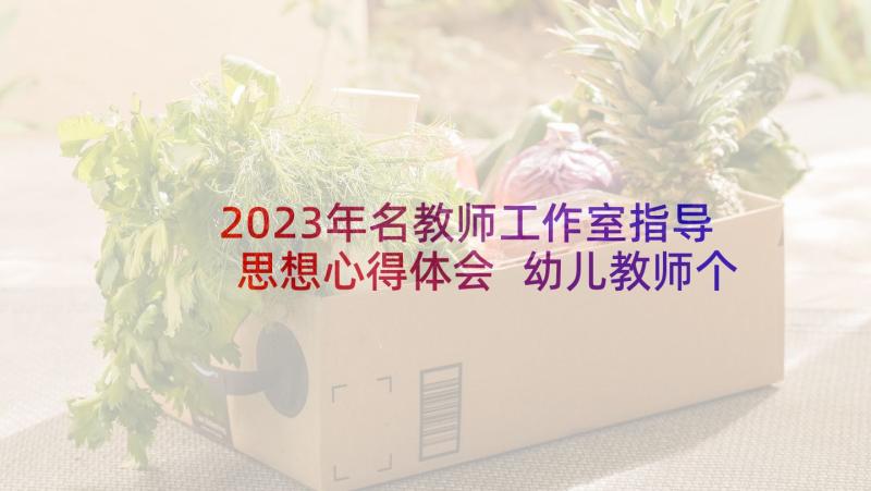 2023年名教师工作室指导思想心得体会 幼儿教师个人指导思想工作计划(汇总5篇)