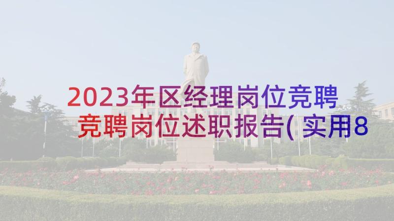 2023年区经理岗位竞聘 竞聘岗位述职报告(实用8篇)