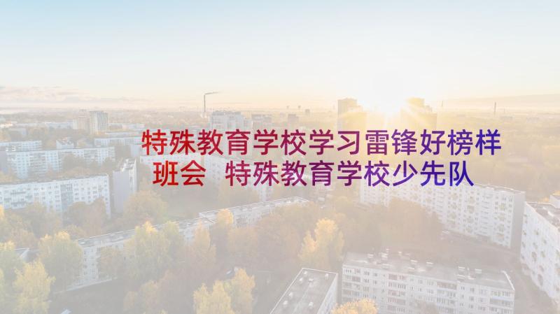 特殊教育学校学习雷锋好榜样班会 特殊教育学校少先队活动方案(大全5篇)