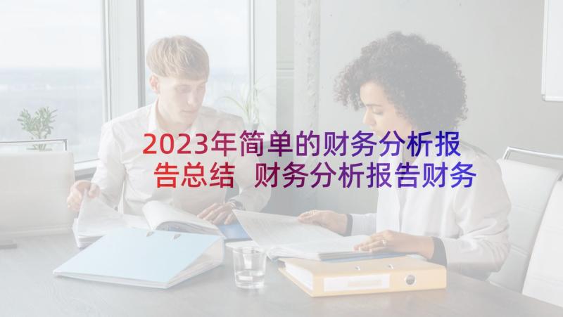 2023年简单的财务分析报告总结 财务分析报告财务分析报告(模板5篇)