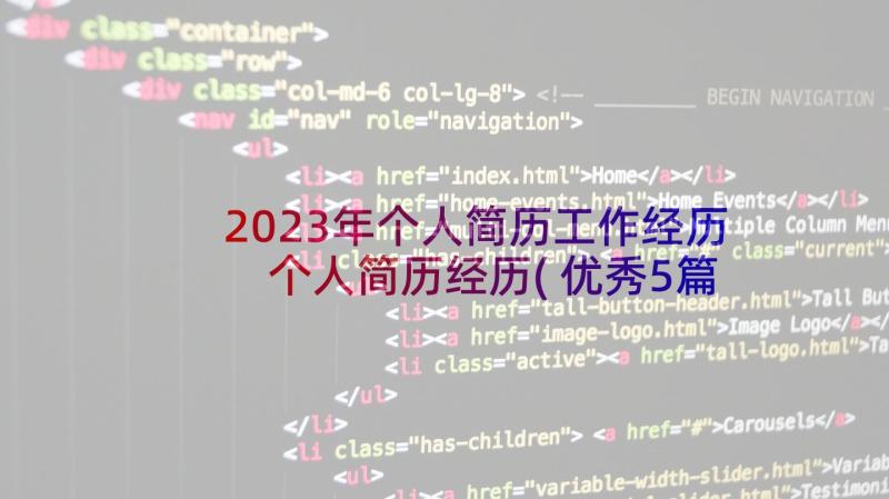 2023年个人简历工作经历 个人简历经历(优秀5篇)