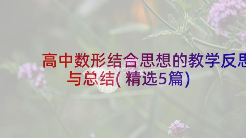 高中数形结合思想的教学反思与总结(精选5篇)