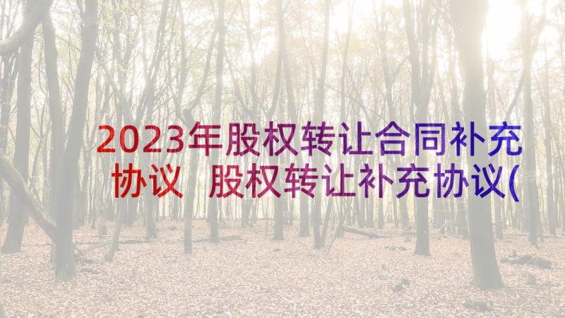 2023年股权转让合同补充协议 股权转让补充协议(通用5篇)