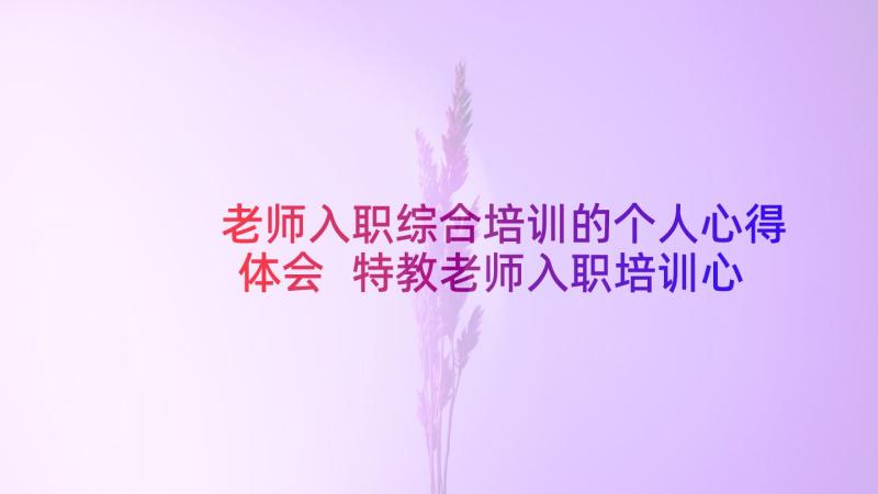 老师入职综合培训的个人心得体会 特教老师入职培训心得体会(精选10篇)