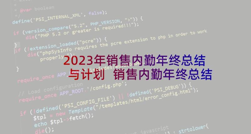 2023年销售内勤年终总结与计划 销售内勤年终总结(模板8篇)