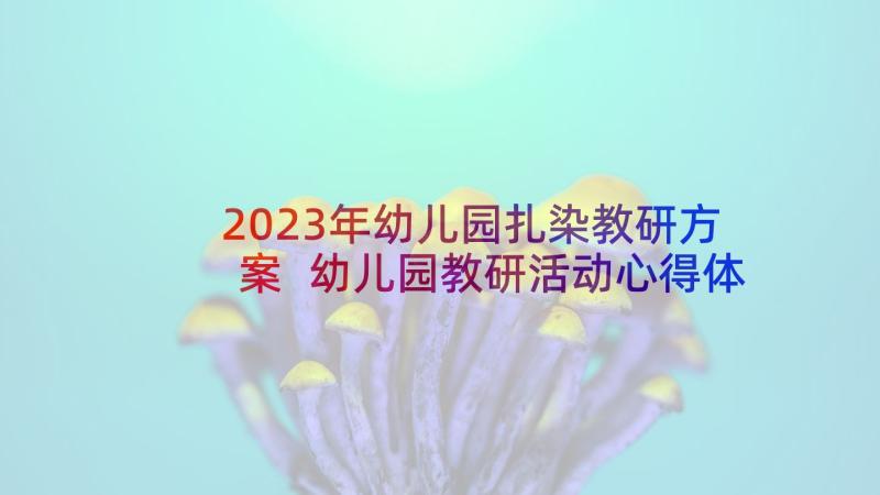 2023年幼儿园扎染教研方案 幼儿园教研活动心得体会(大全9篇)