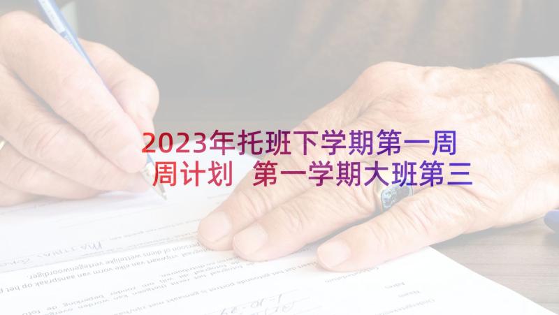 2023年托班下学期第一周周计划 第一学期大班第三周周计划(精选5篇)