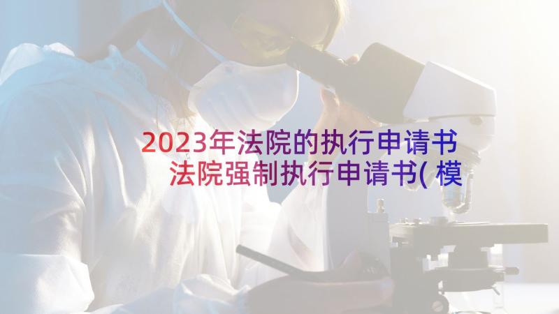 2023年法院的执行申请书 法院强制执行申请书(模板9篇)