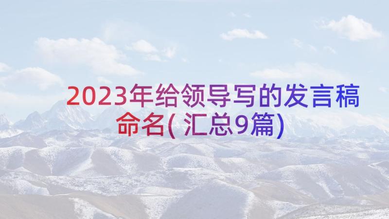 2023年给领导写的发言稿命名(汇总9篇)