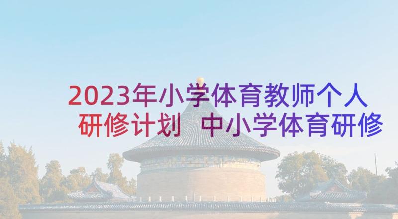 2023年小学体育教师个人研修计划 中小学体育研修计划书(汇总5篇)