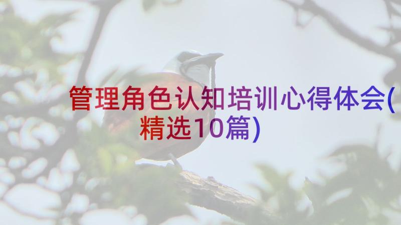 管理角色认知培训心得体会(精选10篇)