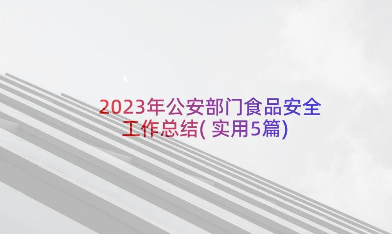 2023年公安部门食品安全工作总结(实用5篇)