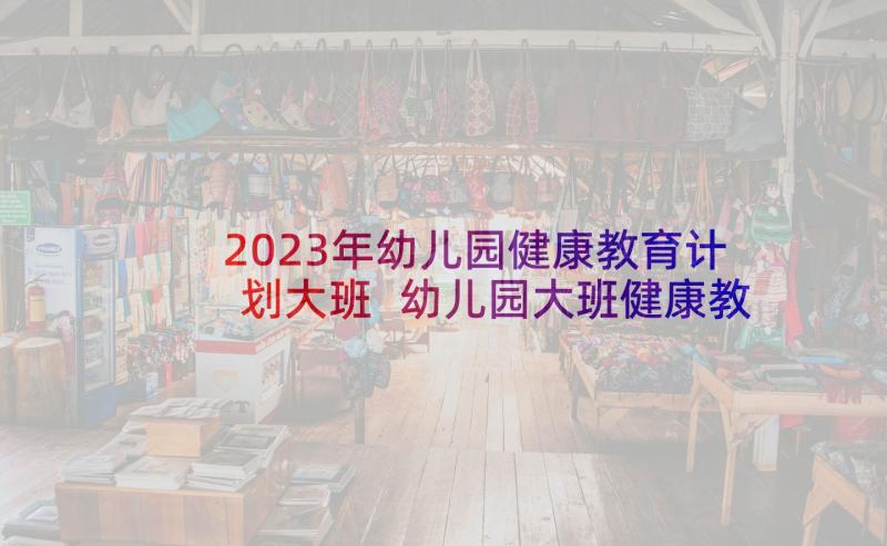 2023年幼儿园健康教育计划大班 幼儿园大班健康教育工作计划(精选5篇)