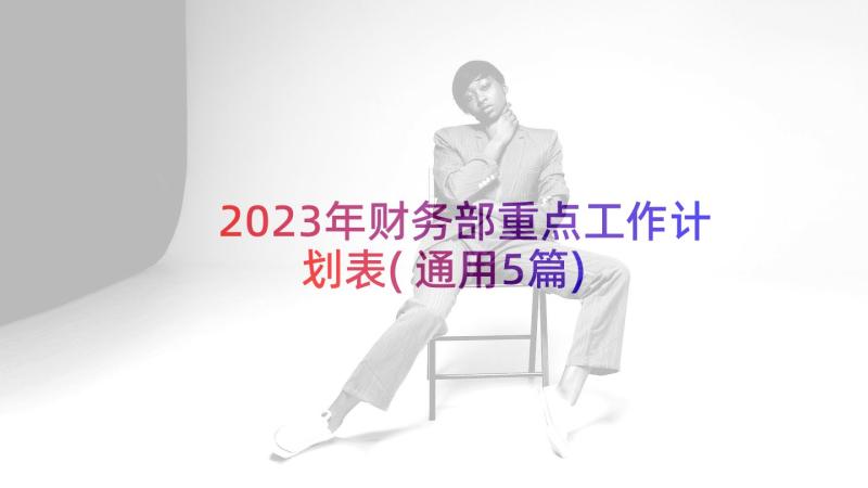 2023年财务部重点工作计划表(通用5篇)