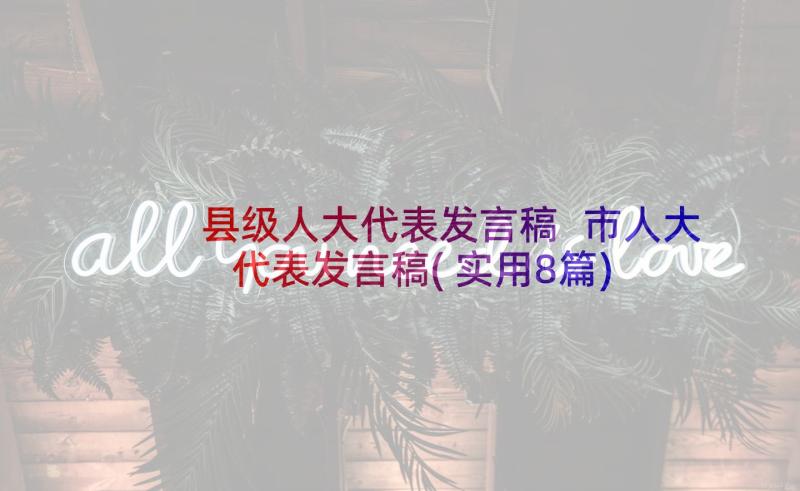 县级人大代表发言稿 市人大代表发言稿(实用8篇)