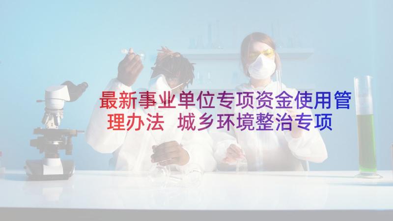 最新事业单位专项资金使用管理办法 城乡环境整治专项行动实施方案(优秀5篇)