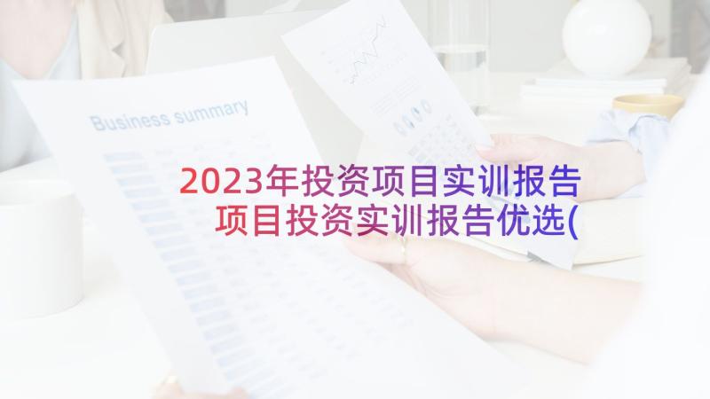 2023年投资项目实训报告 项目投资实训报告优选(实用5篇)