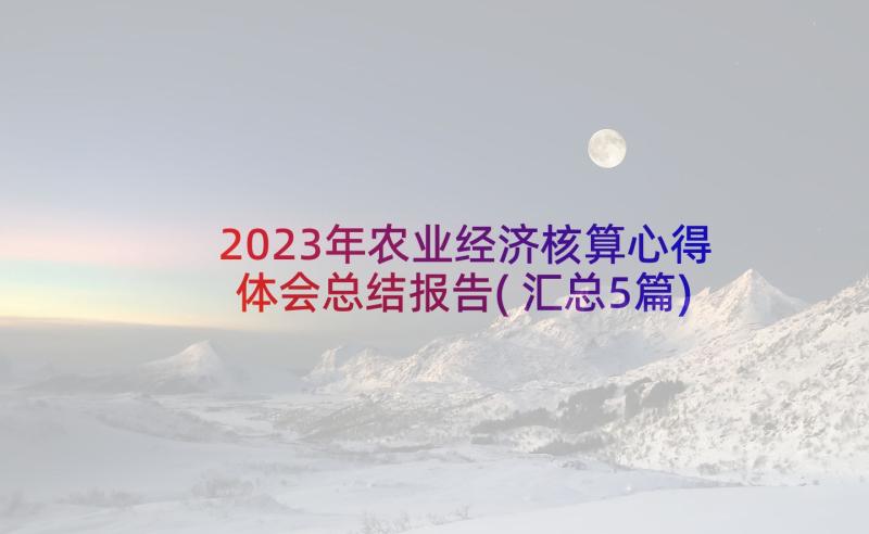 2023年农业经济核算心得体会总结报告(汇总5篇)