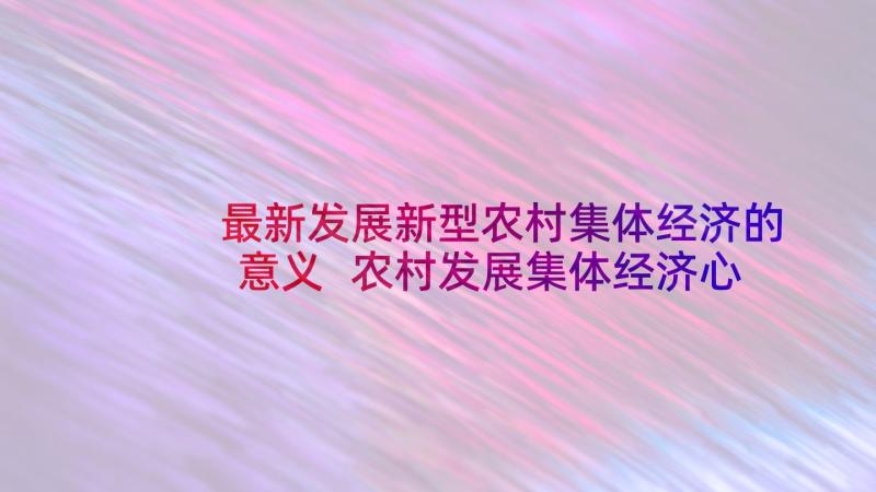 最新发展新型农村集体经济的意义 农村发展集体经济心得体会(精选5篇)